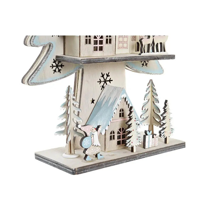 Коледно дърво DKD Home Decor Червен Дърво Син Розов Дървен