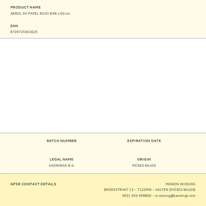 Коледно дърво Decoris Червен хартия Ø 48 x 60 cm