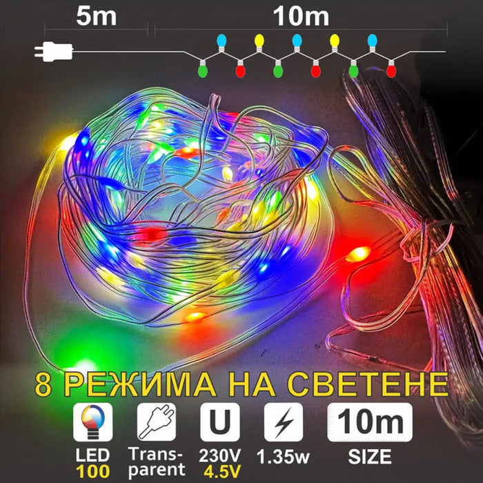 КОЛЕДНО ОСВЕТЛЕНИЕ ГИРЛЯНД 1000CM 100LED ENIGMA ET801T-M