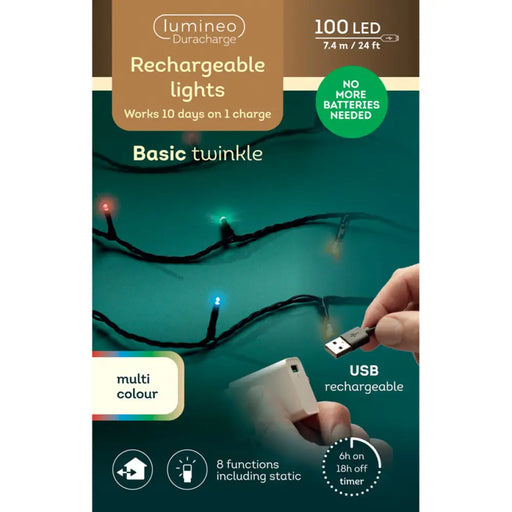 КОЛЕДНО ОСВЕТЛЕНИЕ ГИРЛЯНД 100LED 740CM USB RECHARCHABLE