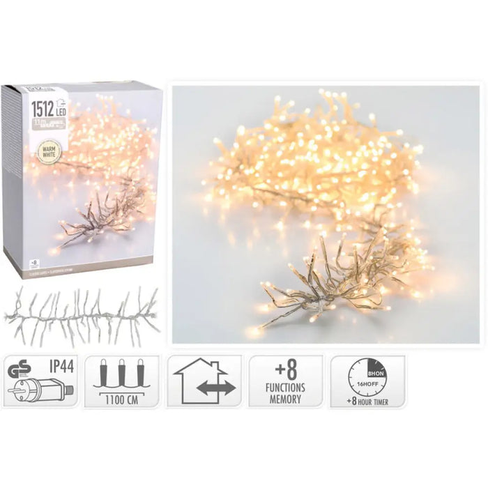 КОЛЕДНО ОСВЕТЛЕНИЕ ГИРЛЯНД 1512LED 1100CM WW AX8550450