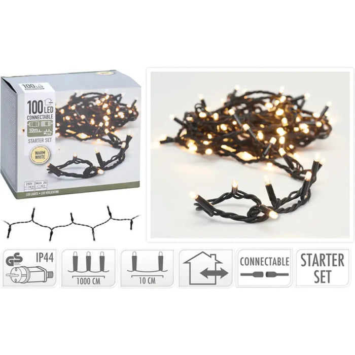 КОЛЕДНО ОСВЕТЛЕНИЕ ГИРЛЯНД СЕТ CONNECTABLE 100LED 1000CM