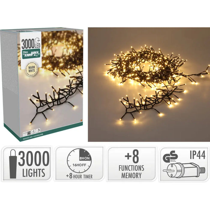 КОЛЕДНО ОСВЕТЛЕНИЕ КЛЪСТЕР 3000LED 3900CM AX9560180