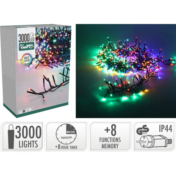 КОЛЕДНО ОСВЕТЛЕНИЕ КЛЪСТЕР 3000LED 3900СM RGB AX9560280