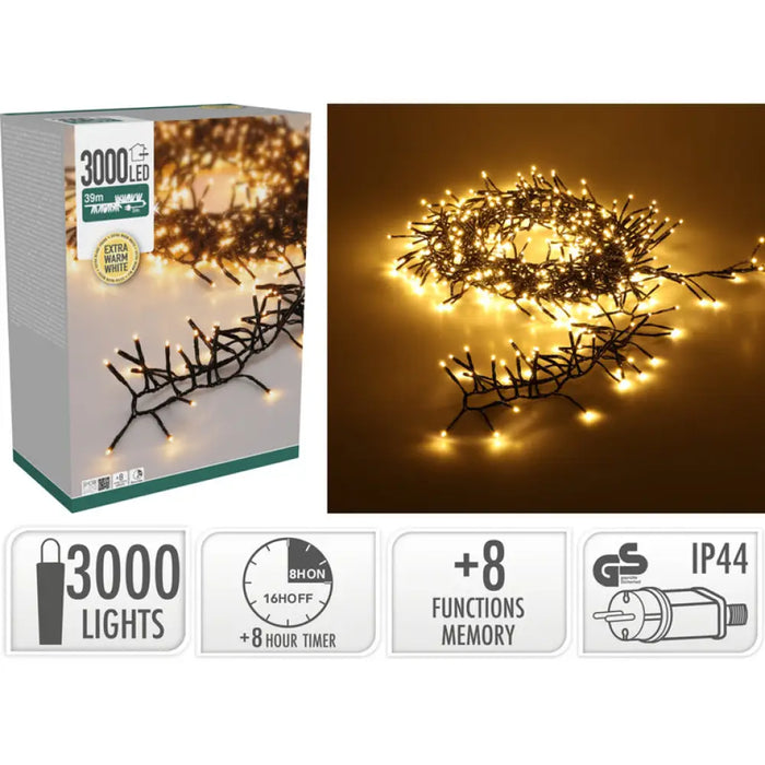 КОЛЕДНО ОСВЕТЛЕНИЕ КЛЪСТЕР 3000LED 3900СM EWW AX9560380