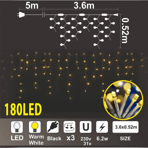 КОЛЕДНО ОСВЕТЛЕНИЕ ВИСУЛКА 360X52CM 180LED ENIGMA ET340B-K2