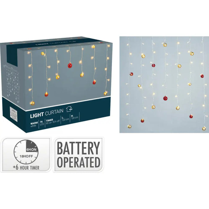 КОЛЕДНО ОСВЕТЛЕНИЕ ЗАВЕСА 74LED 120X120CM OUT AVX100800