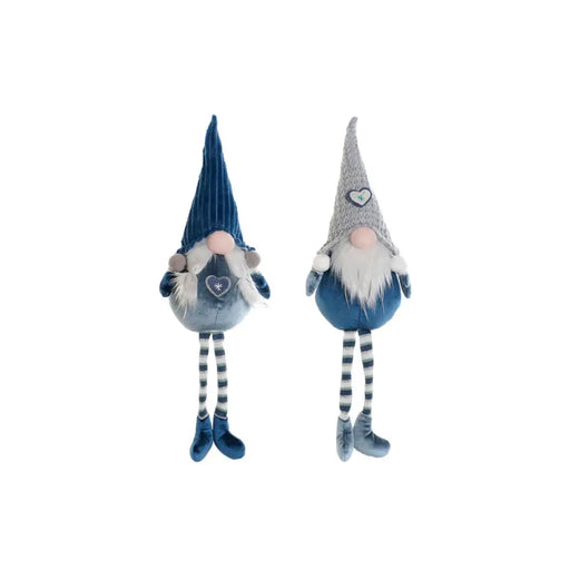 Коледна Украса DKD Home Decor Син Бял Сив Гном 13 x 12 x 54