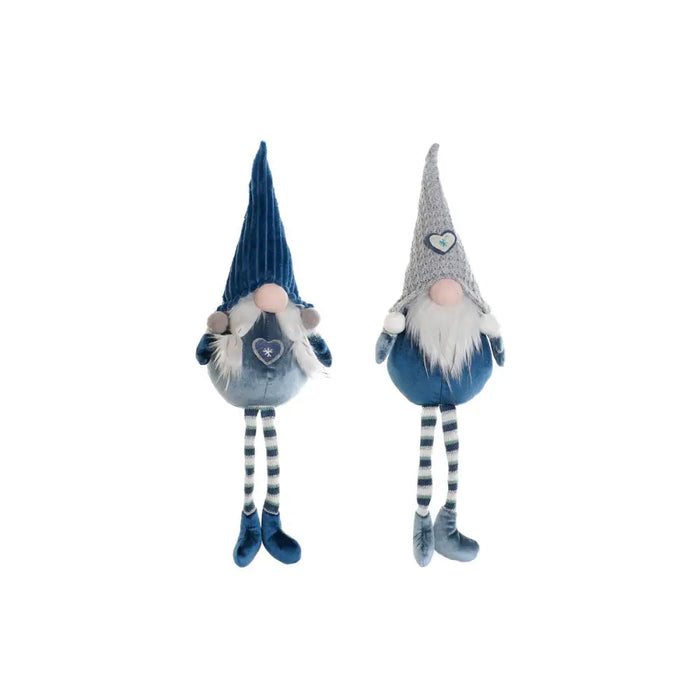 Коледна Украса DKD Home Decor Син Бял Сив Гном 13 x 12 x 54
