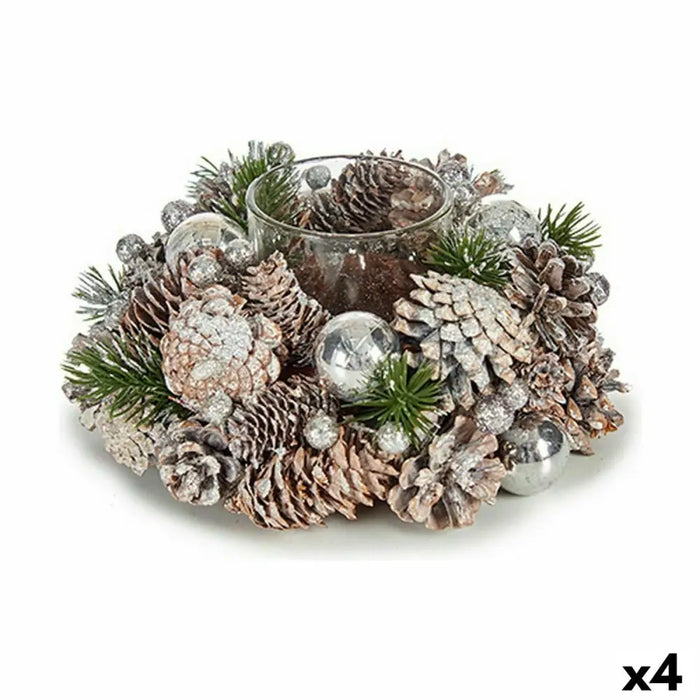 Коледен Свещник Бял Прозрачен Сребрист Cтъкло Пластмаса 19