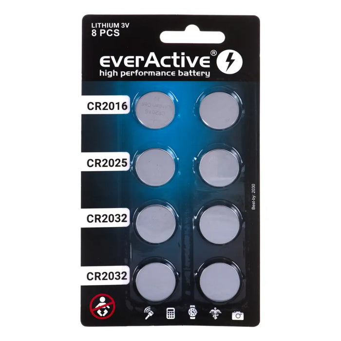 Комплект 8 литиеви батерии everActive 4 x CR2032 2 x CR2025