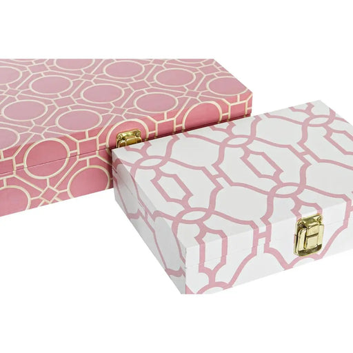 Комплект Декоративни Кутии DKD Home Decor Бял Оранжев