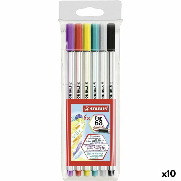 Комплект Химикали с Филц Stabilo Pen 68 Brush Многоцветен
