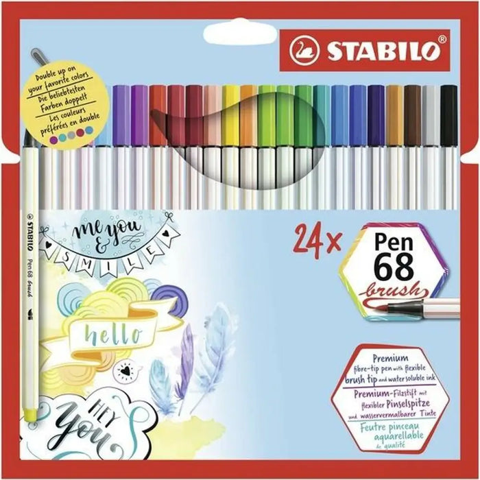 Комплект Химикали с Филц Stabilo Pen 68 brush опаковка
