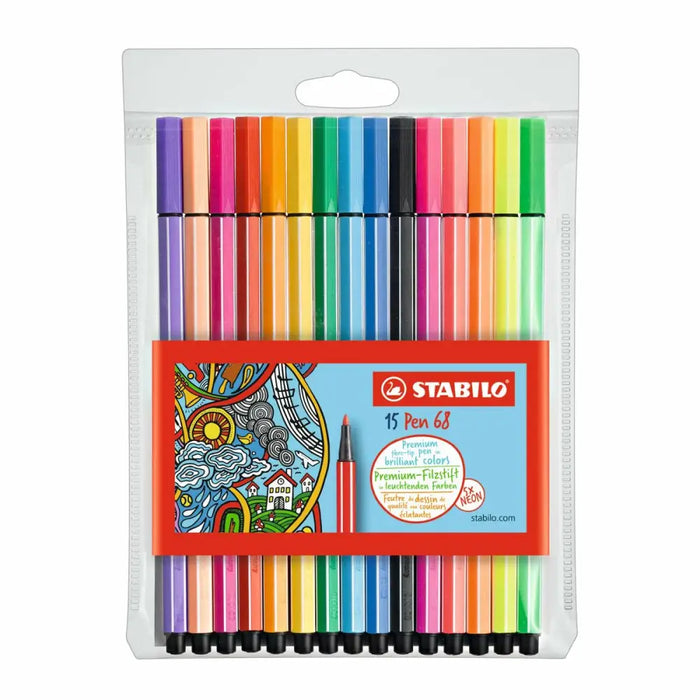Комплект Химикали с Филц Stabilo Pen 68 Standard + Neon 15