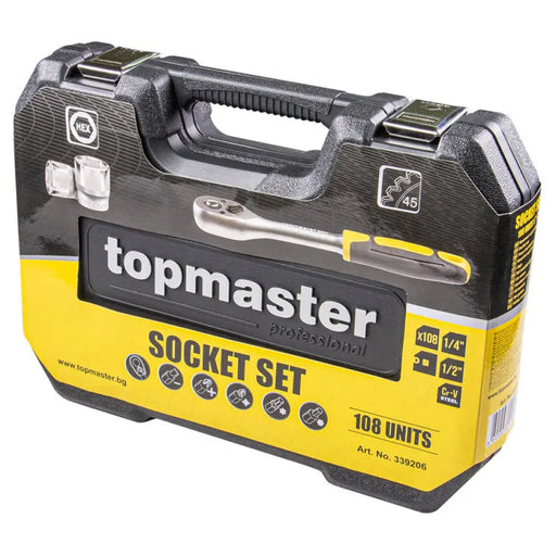 КОМПЛЕКТ ИНСТРУМЕНТИ 108 ЧАСТИ 1/4’’ И 1/2’’ TOPMASTER