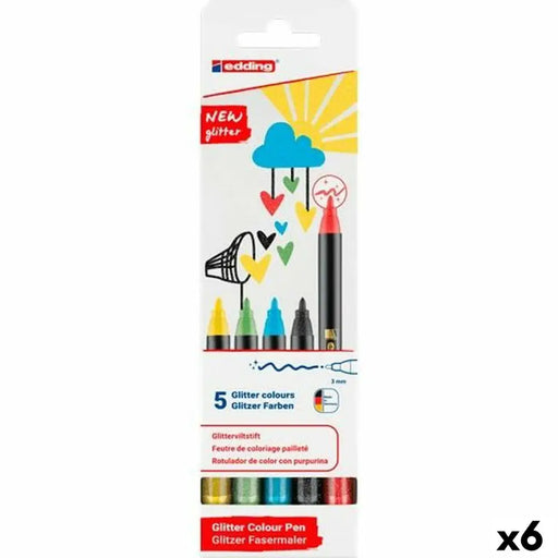 Комплект Химикали с Филц Edding New Glitter Многоцветен 5