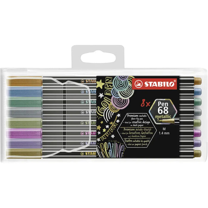 Комплект Химикали с Филц Stabilo Pen 68 metallic 8 Части