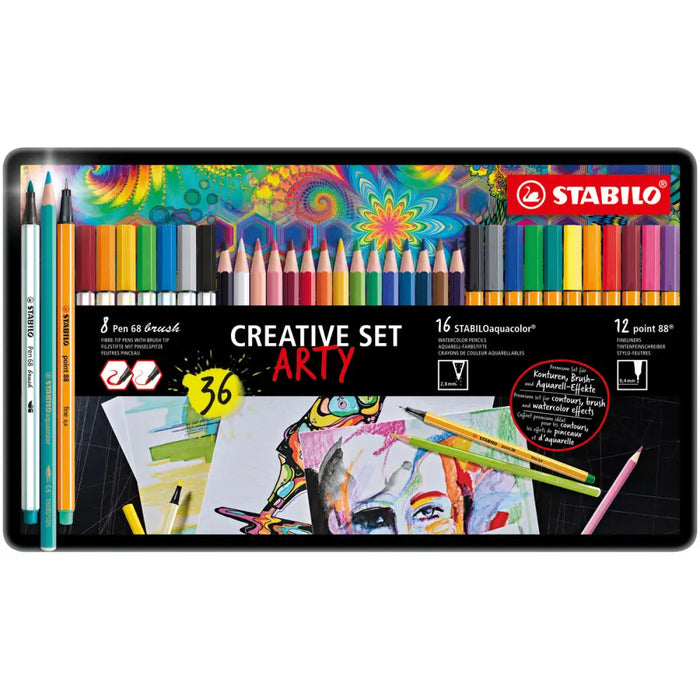 Комплект Химикали с Филц Stabilo Point 88 - Pen 68 Brusht