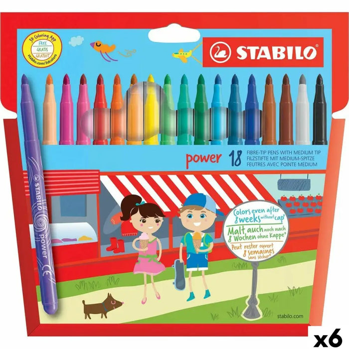 Комплект Химикали с Филц Stabilo POWER Многоцветен 18 Части