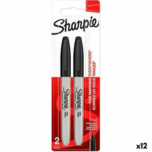 Комплект Химикали с Филц Sharpie Черен 2 Части (12 броя)
