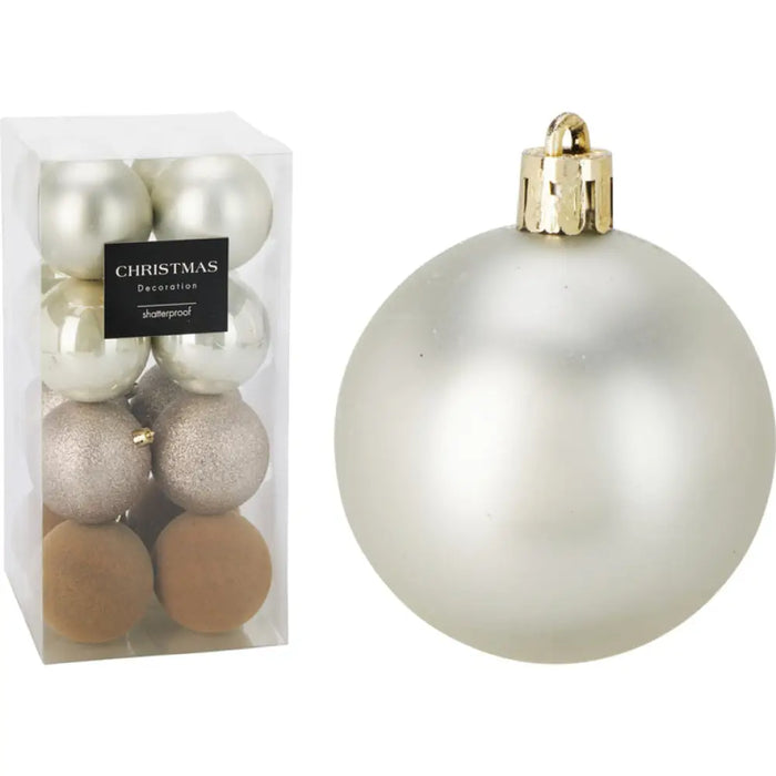 КОМПЛЕКТ КОЛЕДНИ ТОПКИ 8CM 16БР ШАМПАНСКО CAN310200