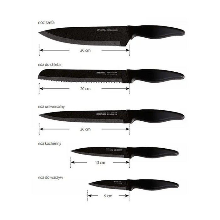 Комплект ножове Smile SNS-6 от 6 части черен