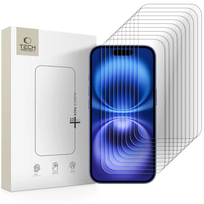 Комплект от 10 закалени стъкла Tech-Protect за iPhone 15