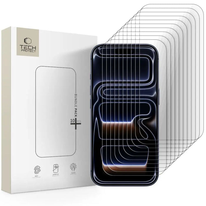Комплект от 10 закалени стъкла Tech-Protect за iPhone 16