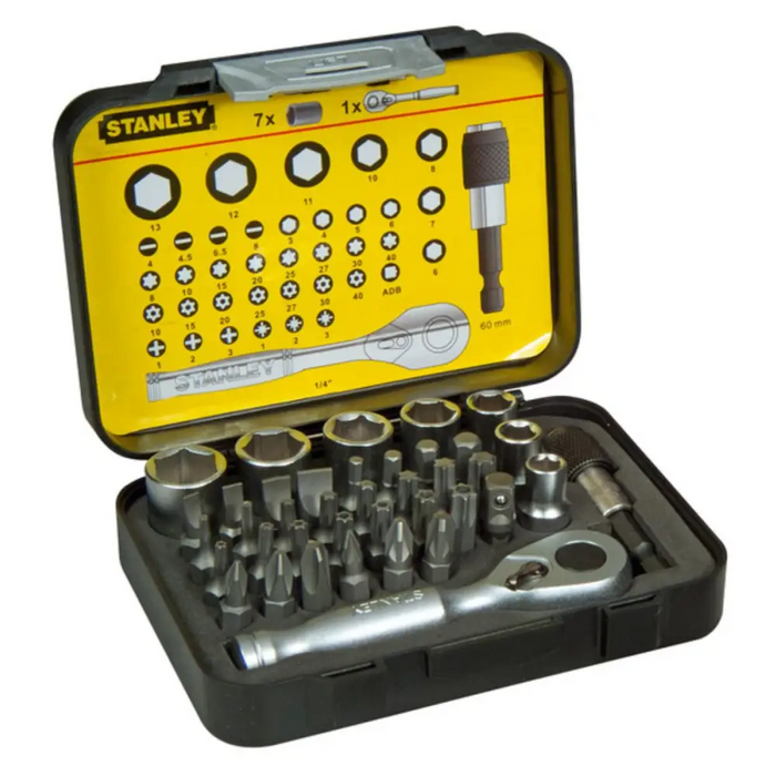 комплект от 39 части от 1/4 инча завършващи с тресчотка