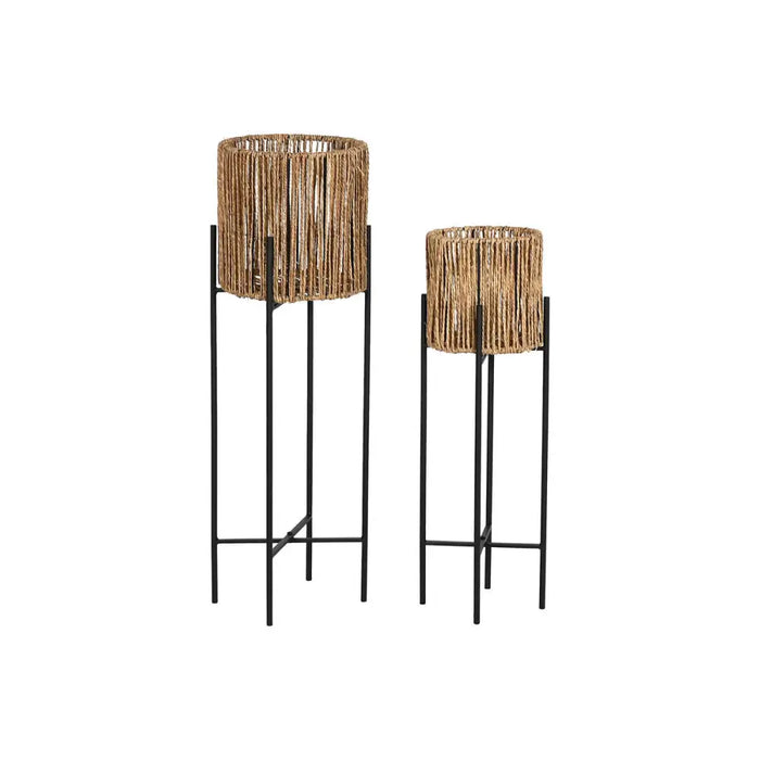 Комплект саксии Home ESPRIT Черен Метал влакно 23 x 23 x