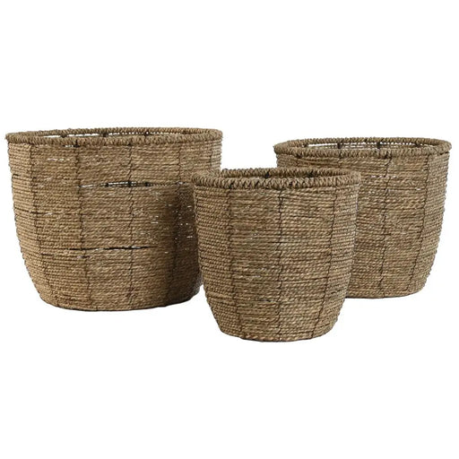Комплект саксии Home ESPRIT Кафяв влакно Тропически 31 x 31