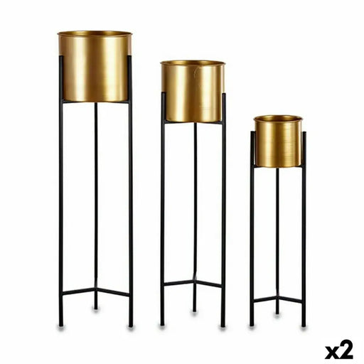 Комплект саксии Gift Decor Черен Златен Метал 24 x 93,5 x