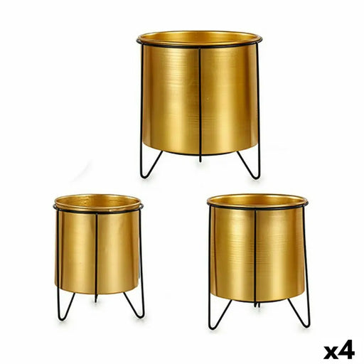 Комплект саксии Gift Decor Черен Златен Метал 21,5 x 22,5 x