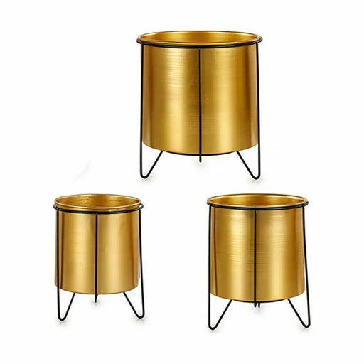 Комплект саксии Gift Decor Черен Златен Метал 21,5 x 22,5 x