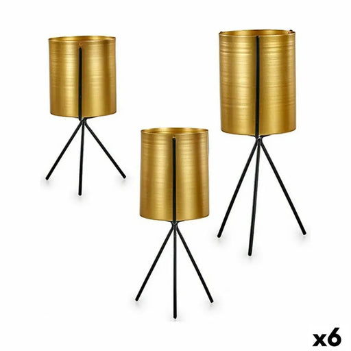Комплект саксии Gift Decor Черен Златен Метал 11,5 x 28,5 x