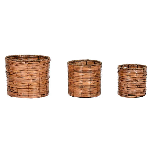 Комплект саксии Home ESPRIT Кафяв Метал Pатан Тропически 31