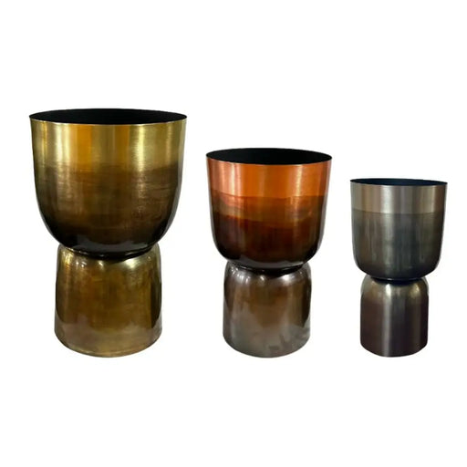 Комплект саксии Home ESPRIT Сив Мед Златен Метал 40 x 40 x