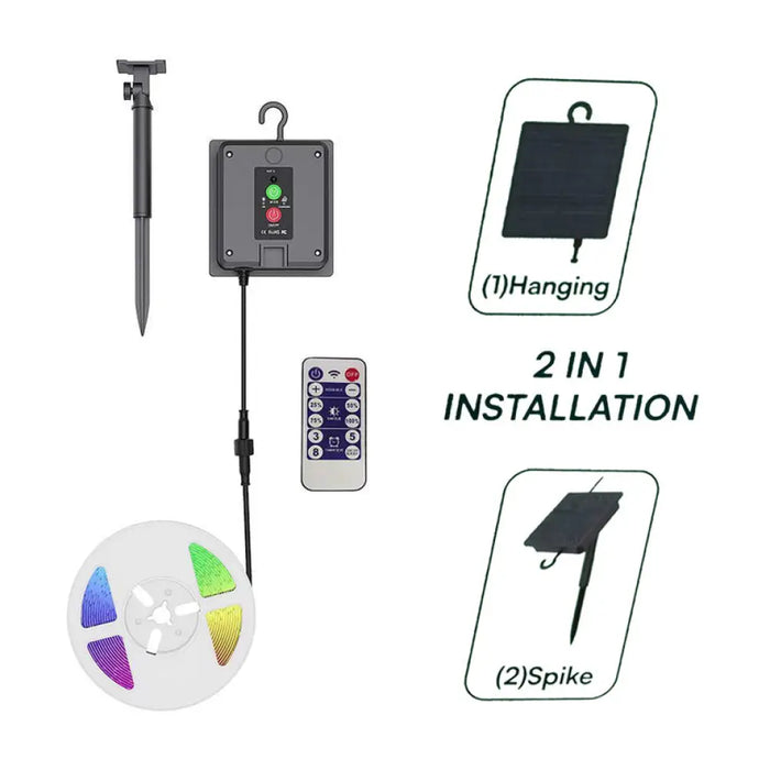 КОМПЛЕКТ СОЛАРНА LED ЛЕНТА 1.2W RGB 900LM 5M IP67 V-TAC
