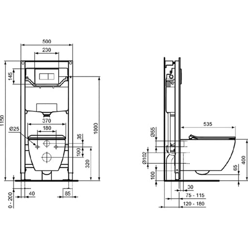 КОМПЛЕКТ СТРУКТУРА ЗА ВГРАЖДАНЕ IDEALSTANDARD PROSYS 120P