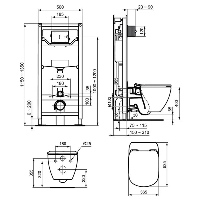 КОМПЛЕКТ СТРУКТУРА ЗА ВГРАЖДАНЕ IDEALSTANDARD PROSYS TESI