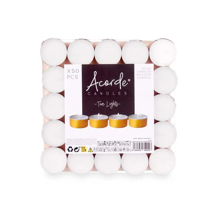Комплект Свещи Acorde 62372-GOLD Tea Lights Бял Златен (20
