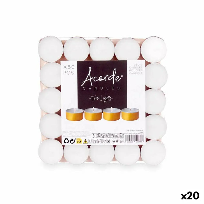 Комплект Свещи Acorde 62372-GOLD Tea Lights Бял Златен (20