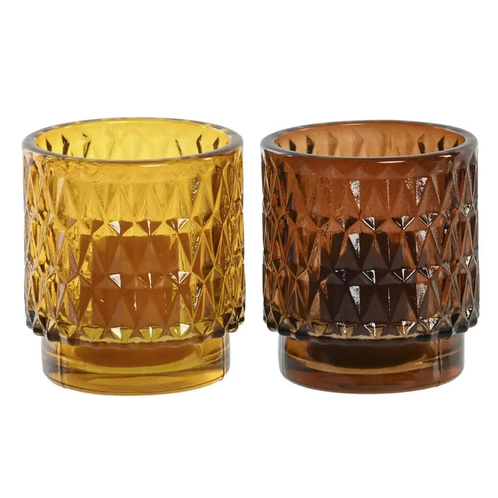 Комплект Свещи DKD Home Decor Кафяв Горчица (2 броя)