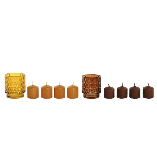Комплект Свещи DKD Home Decor Кафяв Горчица (2 броя)