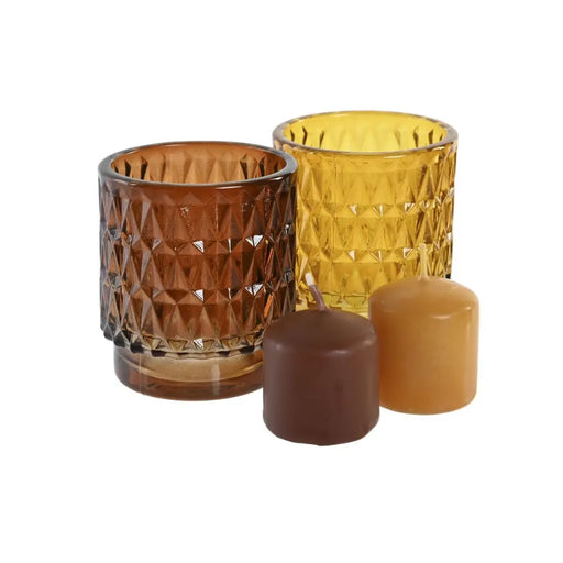 Комплект Свещи DKD Home Decor Кафяв Горчица (2 броя)