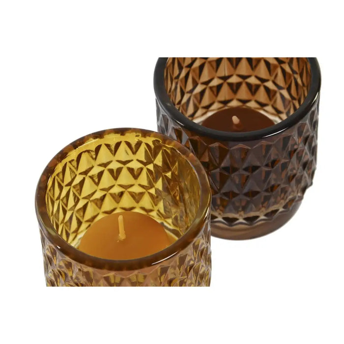 Комплект Свещи DKD Home Decor Кафяв Горчица (2 броя)