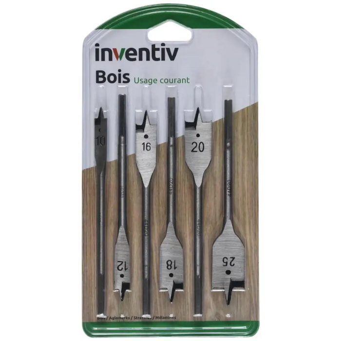 КОМПЛЕКТ СВРЕДЛА ДЪРВО10-25 6БР INVENTIV