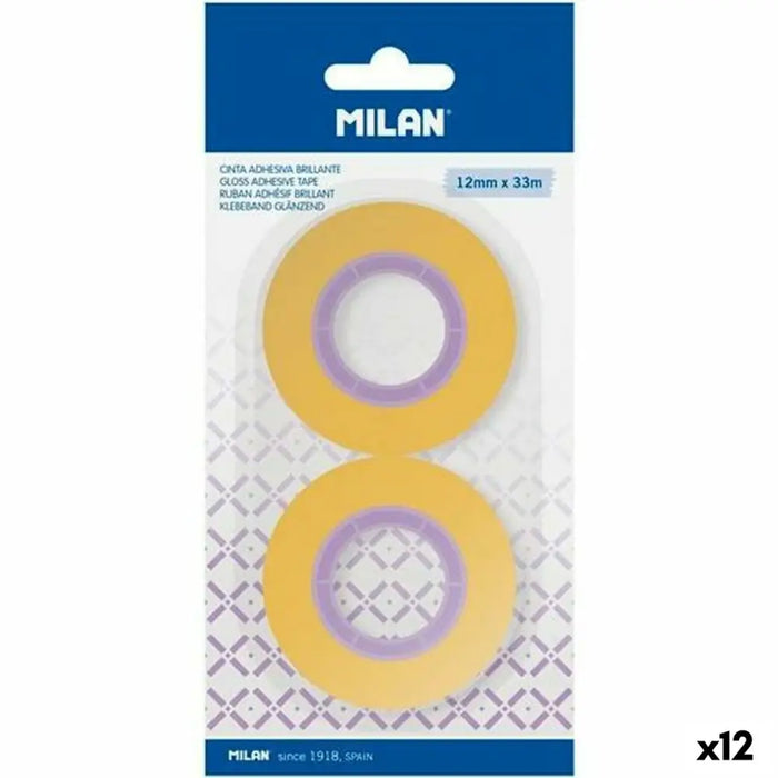 Комплект Тиксо Milan Жълт 12 mm x 33 m 2 Части (12 броя)