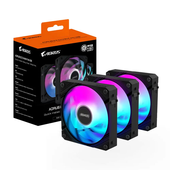 Комплект вентилатори GIGABYTE AORUS EZ CHAIN 120 Black